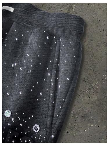 Men's Rhinestone Baggy Sweatpants Y2K Wide Leg Pants Drawstring Waist Loose Trousers3