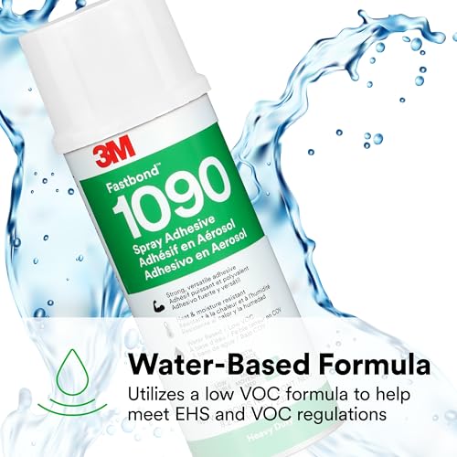 Image of 3M Fastbond Water-Based Contact Spray Adhesive 1090, Low VOC <5%, High-Strength, Bonds High-Pressure Laminates and Woods, Neutral, Net Wt 8.2 oz, 1 Can