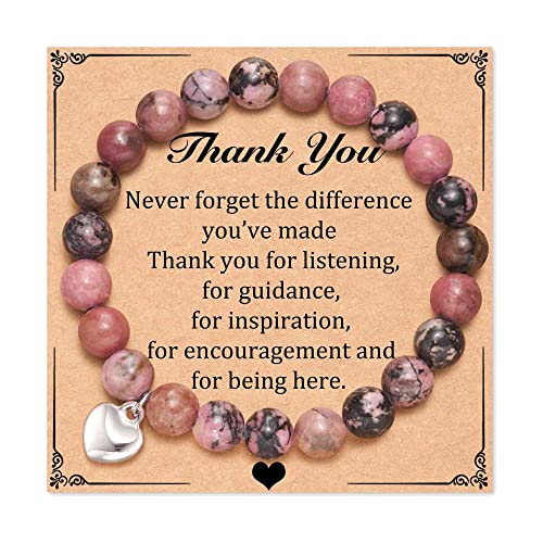 Jogdiam Thank You Gifts For Women, Inspirational Gifts Natural Stone Bracelets For Women With Gift Message Card, Appreciation Gifts For Coworkers Teachers Family Friends #TOP11