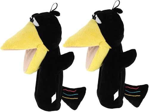 Miniatura 5 de LOGOFUN 2 piezas de marioneta de mano de cuervo de peluche, marioneta de mano de cuervo, divertido animal interactivo, juguetes de fiesta para niños