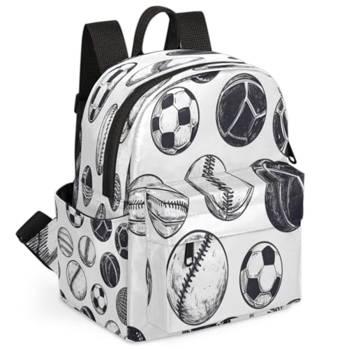 Football Basketball Volleyball Hand Drawing Backpack for Women Large Capacity with Adjustable Pressure Relief Strains Lightweight Travel Backpack for Work Travel Casual Gifting