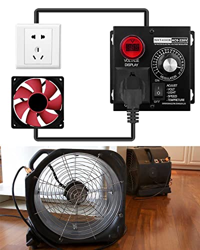 Ac Variable Fan Speed Controller, Scr Voltage Controller Fit For Fan Electric Motor Router Rheostat, Variable Voltage Regulator 120V 220V 15A 4000W Max #TOP5
