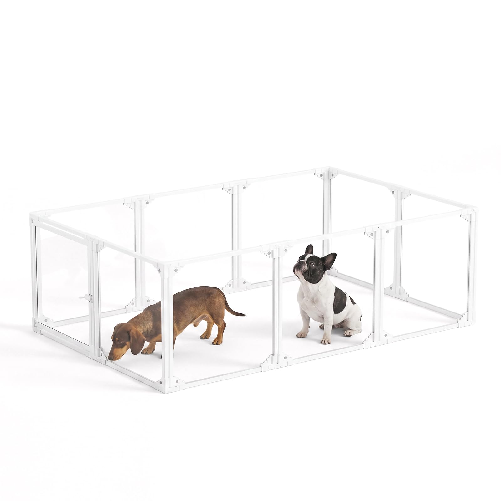 Gardner Pet Parque para Perros Marco Metal Acrílico Transparente-10 Piezas