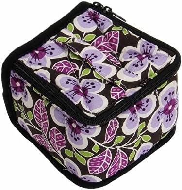 Weljoy Essential Oil Carrying Case Holds 16 Bottles (5mL, 10mL and 15mL) 4inch high Holds10ml, 15ml,30ml Smooth Zippers Essential Oil Organizer (Purple Flowers)