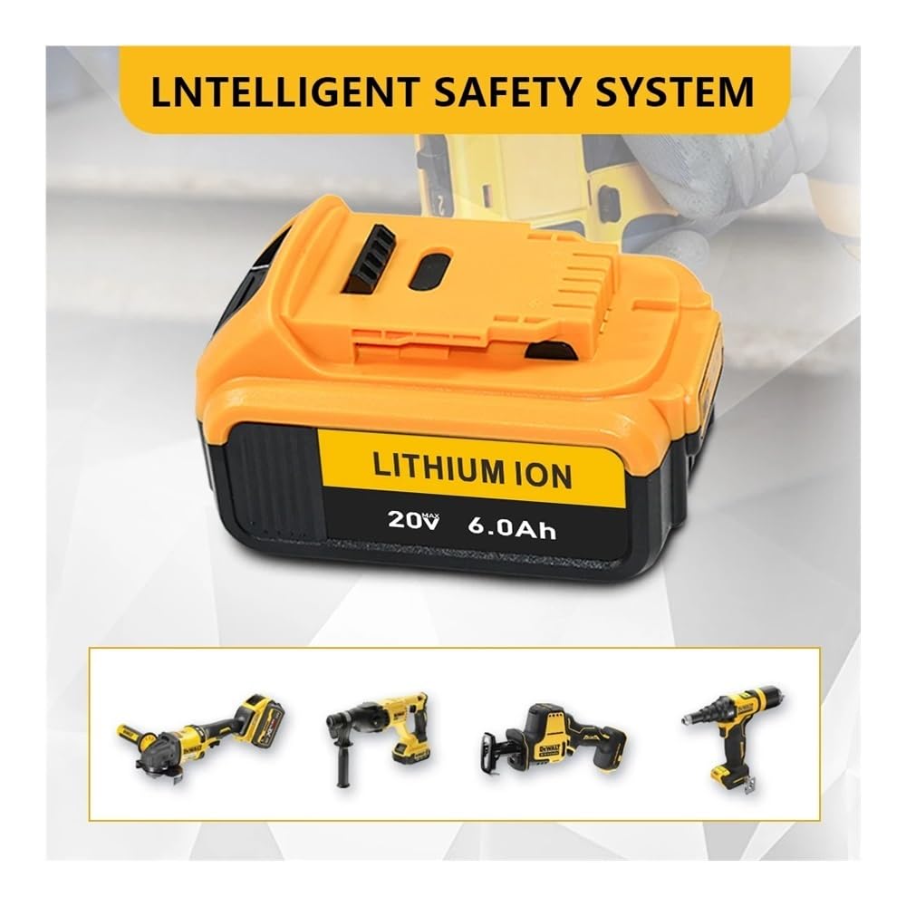 Batteria al litio for elettroutensili compatibile for DeWalT 20V 3.0Ah 4.0Ah 5.0Ah 6000mAh compatibile for DeWalT DCB200 DCB202 DCB203 DCB204 DCB205 DCB206(20V5Ah-2piece)