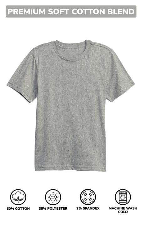 Galaxy by Harvic 3 Pack Boys Short Sleeve Crewneck Solid T-Shirt, Soft Cotton Blend with Ribbed Crew Neckline Tee3