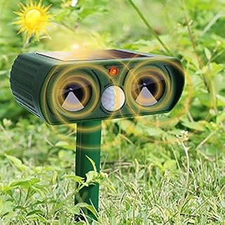 FIOLOM Cat Scarer Solar Powered Waterproof Cat Repellent Fox Repellent Garden Ultrasonic Pet Deterrents Solar Animal Repeller Outdoor with Motion Sensor for Bird Dogs Rabbit Deers Rat Rodent Raccoon