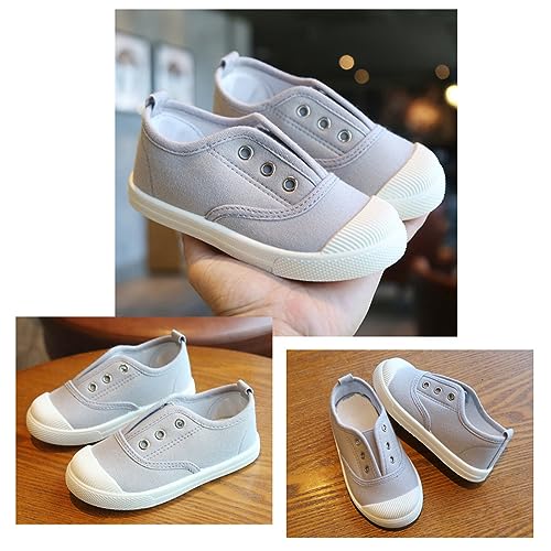 Toddler Kid Canvas Sneaker Boys and Girls Slip On Sneakers Toddler Little Kid Big Kid Sneakers Shoes (Grey, 7 Toddler)2