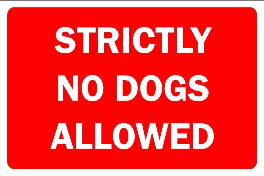 Strictly no dogs allowed sign - 3mm Aluminium sign (600mm x 400mm)