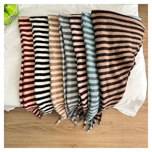 Fashion Women Wool-Blend Knitted Striped Triangle Scarf Winter Warm Lady Shawl Blanket Versatile Scarves(06)2