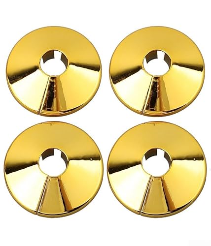 Bebykilemi 4Pcs Radiator Pipe Hole Collars Cover, Gold Plastic Radiator Pipe Covers, Gold Pipe Collars, for 15Mm Diameter Pipes