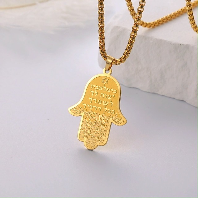 Kkjoy Collana Hamsa Mano Di Fatima Con Stella Di Davide, Amuleto Portafortuna In Acciaio Inox Per Donne E Ragazze, 45+5 Cm - 3