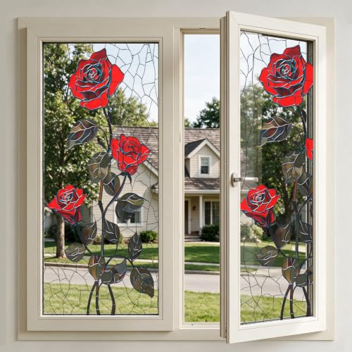 Image of Nuxovilar Gothic Halloween Dark Red Rose Window Film 17.5x39.3 PVC
