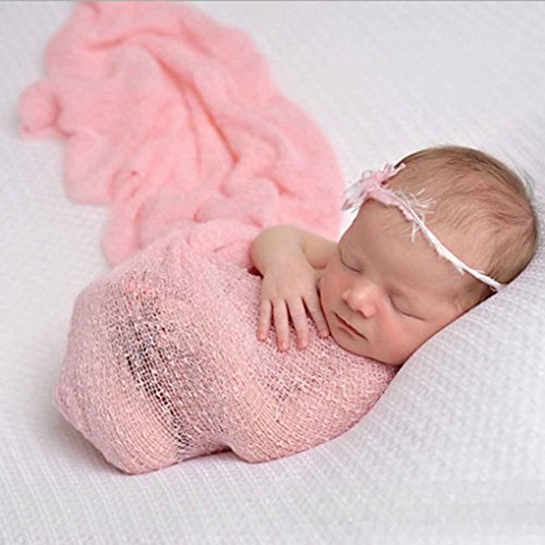 De baby Fotografie Props Deken foto Wraps Stretch Knit Wrap baby inbakeren Pasgeboren Photo Wraps Hangmat Swaddling… - Afbeelding 3