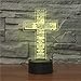 Produktbild 3D Die Jesus - Kreuz Optische Illusions-Lampen, Tolle 7 Farbwechsel Acryl berühren Tabelle Schreibtisch-Nachtlicht mit USB-Kabel für Kinder Schlafzimmer Geburtstagsgeschenke Geschenk