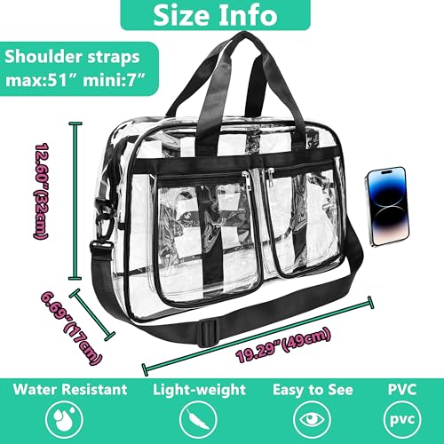 Large Clear Tote Bag 20” for Duffle, Clear Beach Bag for Travel Work, Big Transparent See Through Plastic Bags for Gym Toiletry Makeup Organizer2