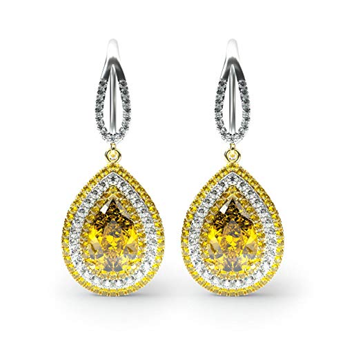 Boucles d'oreilles Diamant Citrine 18x45mm bijoux authentiques pour femmes