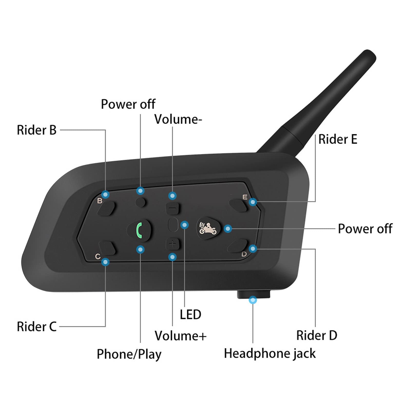 Motocyklowy zestaw słuchawkowy Bluetooth, obsługa parowania 6 osób 2 osoby rozmawiające z automatycznym odbieraniem połączeń, 00 800 M/1968 2624Ft Odległość Bezprzewodowy zestaw słuchawkowy do kasku N