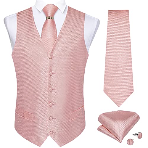 Dibangu Blush Pink Vest And Tie Set For Men Rose Gold Suit Vest Formal Business Dress Vest Wedding Waistcoat #TOP3