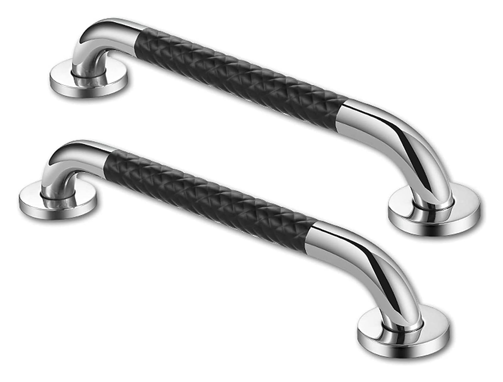 Maniglioni di Supporto in Acciaio Inox per Doccia e Bagno con impugnature Antiscivolo, 3 Maniglie da 5 cm per Anziani, Ideali per Bagno, WC e Scale (27 Pollici)