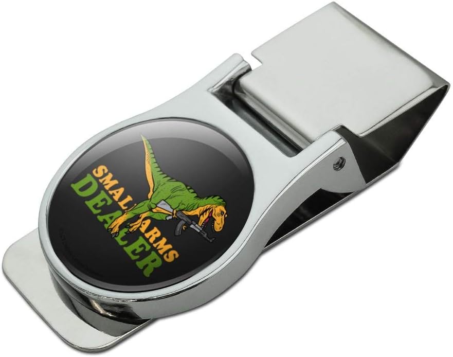 S Arms Dealer Weapons Dinosaur T-Rex Funny Satin Chrome Plated Metal Money