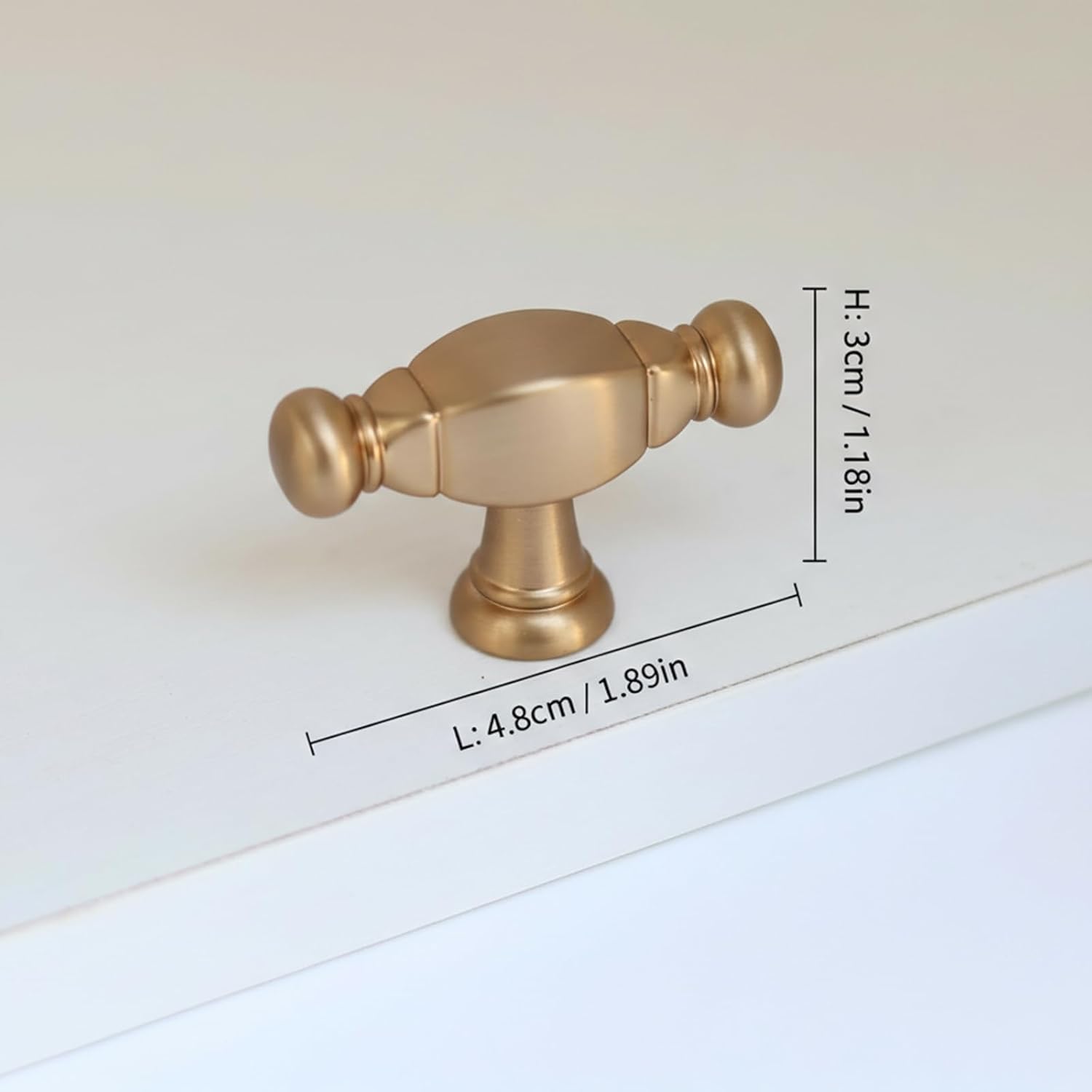 Dixiao 10 Pack Champagne Bronze Bar Cabinet Knobs, Zinc Alloy T-Shape Knobs, Furniture Drawer Pulls, Modern Cabinet Hardware for Kitchen Bathroom Cupboard, Single Hole Closet Dresser Handles