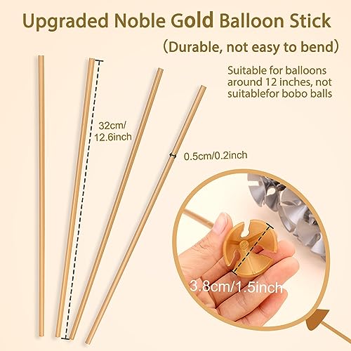 Image of PP OPOUNT 35 PCS Gold Balloon Sticks, Plastic, 12.6 inches, Party Decoration, Centerpieces, Unisex | Plastic Balloon Sticks for Birthday, Party, Anniversary, Wedding Decoration, Balloon Sticks for Centerpieces