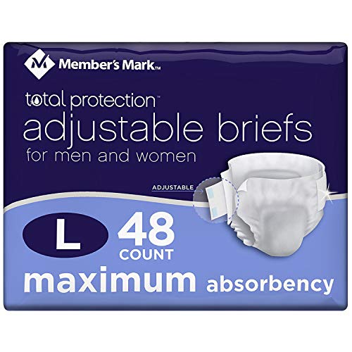 Member's Mark Total Protection Adult Briefs for Men & Women, Large (48 Count)