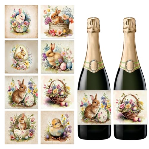 Calcomanías para botellas de agua de Pascua, calcomanías para botellas de vino de Pascua, 9 hojas de calcomanías de Pascua para niños, golosinas de Pascua para niños, rellenos de cestas de Pascua
