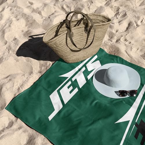Image of Northwest NFL New York Jets Microfiber Beach Towel, 30 x 60 Inches - Quick Dry, Sand Resistant, Lightweight, Highly Absorbent, Incisor Design