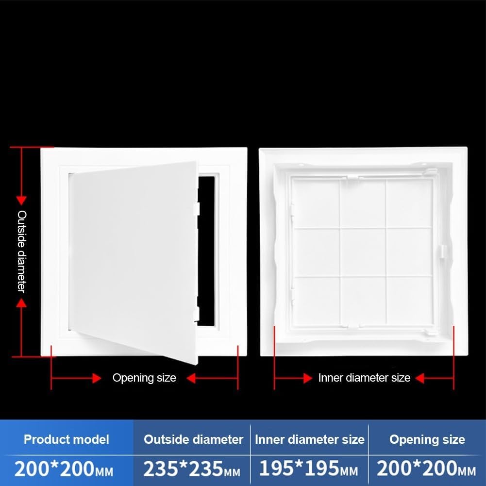 Access Panel for Walls, Hinged Wall Access Door with ABS Hatch Cover for Plumbing and Electrical Inspection, White Pipe Inspection Door Repair Cover（200 * 200mm）