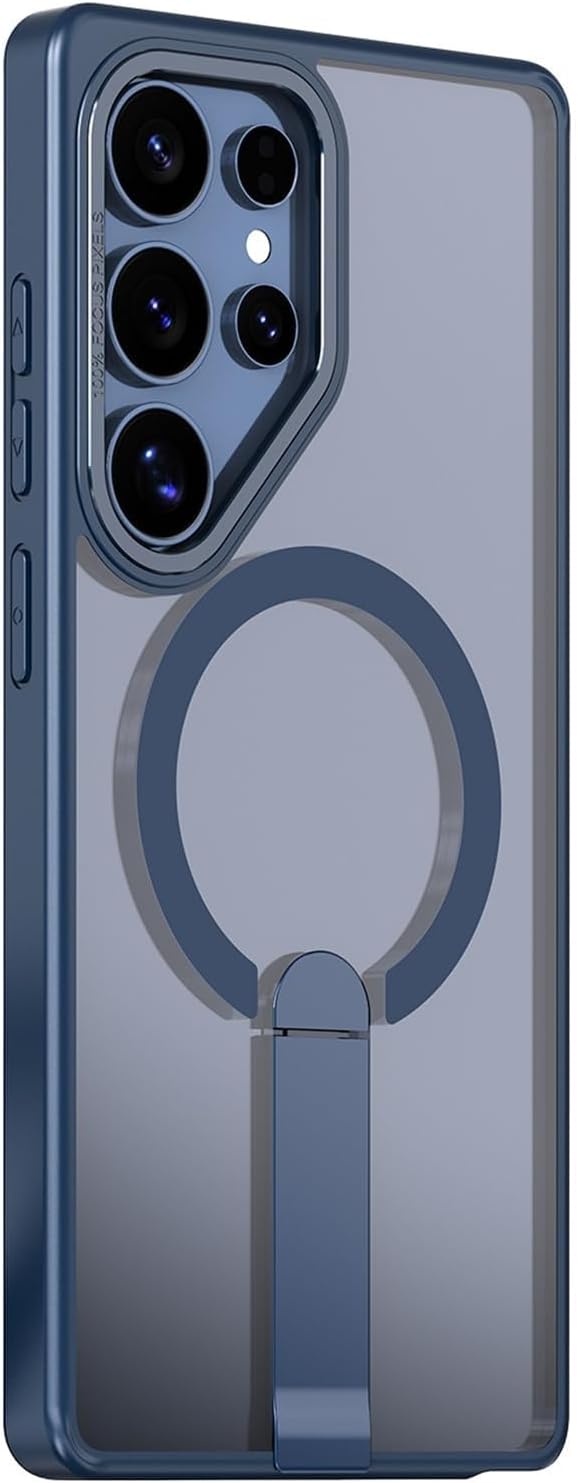 Magnetic Slim Case for Samsung Galaxy S26/S26 Plus/S26 Ultra, Translucent Frosted Back with Metal Kickstand Cover(Clear,S26 Plus)