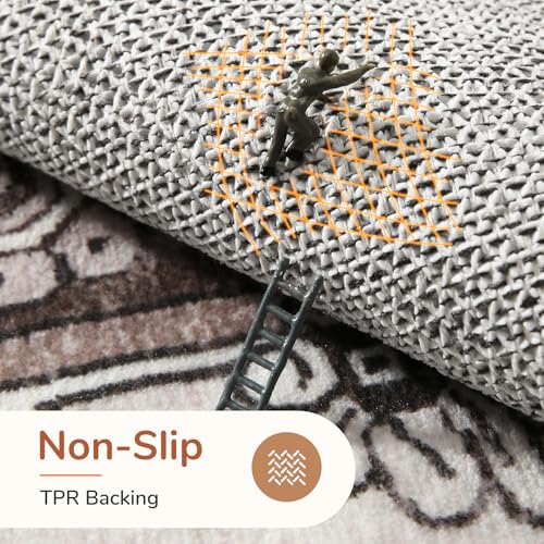 OPPODREAM Soft Area Rugs 3x5, Washable Rugs with Non Slip Backing, Low-Pile Throw 3x5 Carpet, Faux Cashmere 3 x 5 Carpet, Khaki