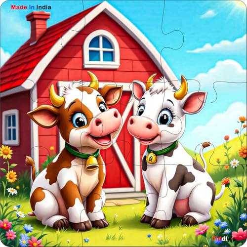 Image of Fiddlys Single Layered Wooden Jigsaw Puzzle Games for Children & Kids -9 Pieces Age 2 3 4 5 6 Year Old Years Old Girls & Boys Animals Jigsaw Puzzle (Pack of 4 PET Animal)