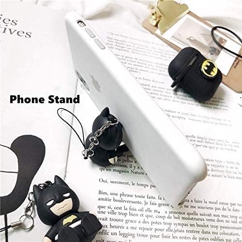 Miniatura 3 de Funda de carga compatible con Airpods 2 y 1, bonita funda protectora de dibujos animados con cordones de seguridad, llavero y figura de superhéroe