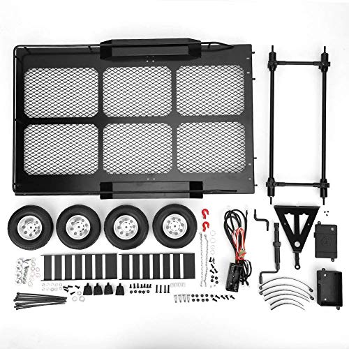 Tbest 1/10 Rc Car Trailer, Metal Trail Car Trailer Accessory With Four Tires Fit For Trx4 1/10 Rc Car #TOP1