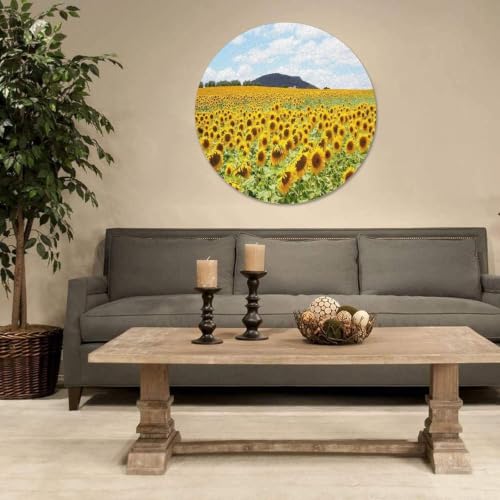 Puzzle de 1000 piezas redondo contra el estrés con escena relajante de girasoles 5
