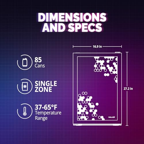 Newair NBC085HX00 85 Can Beverage Fridge With Led Color Changing Door | Prismatic Series Beverage Refrigerator thumb #6