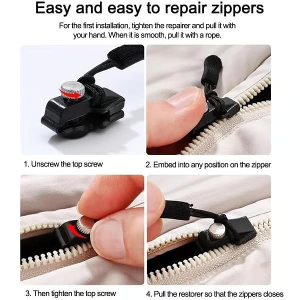 Baktas 3 -Piece Zipper Repair Kit – Includes Nylon Pull Tabs, Non-Slip Cord, Replacement Metal Zipper Pull for Sliding Teeth, Universal Screw-Fix Removable Zippers for Jackets, Jeans, Bags & More 1