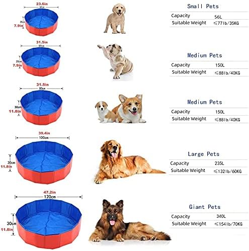 mcgrady1xm Collapsible Pet Dog Bath Pool, Kiddie Pool Hard Plastic Foldable Bathing Tub PVC Outdoor Pools for Dogs Cat Kid