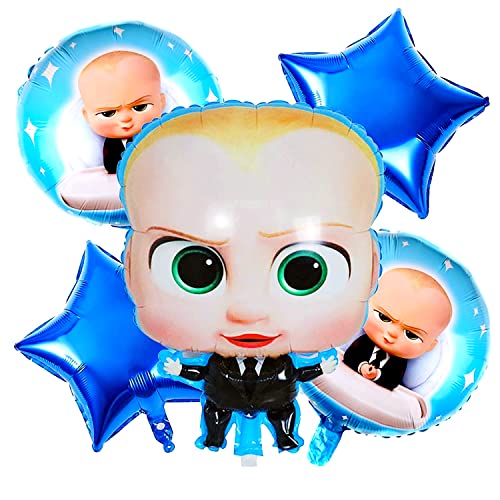 Image of Propsicle Birthday Boss Baby Decorations Foil Blue Balloon Pack of 5 Set For Boss Baby Theme Kids Party Prince Kids Helium Foil Balloon Item.
