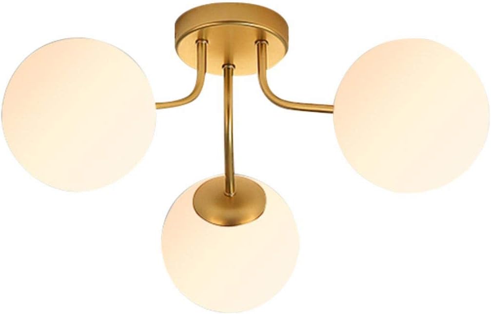 Globe Flush Mount Ceiling Light 3-Light Gold Mid Century Modern Sputnik Chandelier Lighting Close to Ceiling Light Fixtures for Bedroom Living Room Hallway Kitchen Island (3 Light)