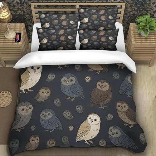 Housse de couette hibou microfibre résistante King 220x240 - 5