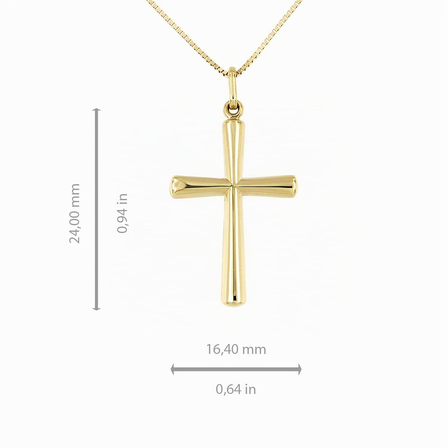Lucchetta - Catenina con Ciondolo Croce piccola in Oro Giallo 14 carati | 45 cm ridimensionabile a 42 cm, Collane d'Oro Vero per Regalo Donna Ragazza