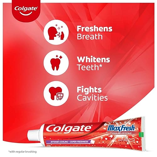 Image of Colgate Maxfresh Toothpaste Red Gel Paste 300G (Spicy Fresh) Maxfresh Toothpaste Blue Gel Paste 300G (Peppermint Ice) With Menthol For Super Fresh Breath