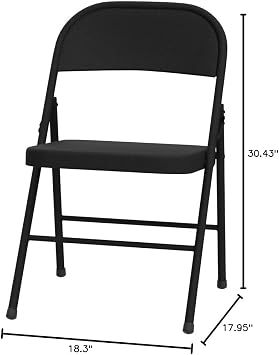 MIHAL Steel Folding Chair (4 Pack), Black