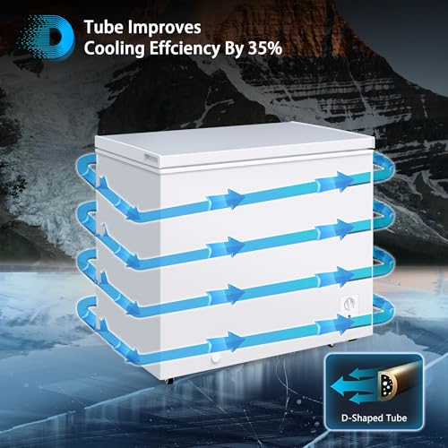 Image of Large Chest Freezer, 10 Cu.Ft Commercial Deep Freezer with 8 Level Adjustable Temperature(-11.2F to 10.4F), Energy Saving Freezer with Removable Basket, Universal Wheels, White
