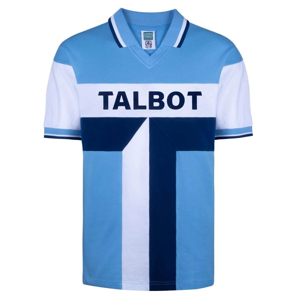 Score Draw Coventry 1982 Home Retro Football Shirt Blue/White Medium Cotton