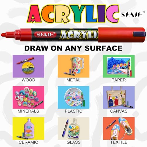 Image of SFAIH Acrylic Creative Markers - 3mm Replaceable Nibs 36 Colors