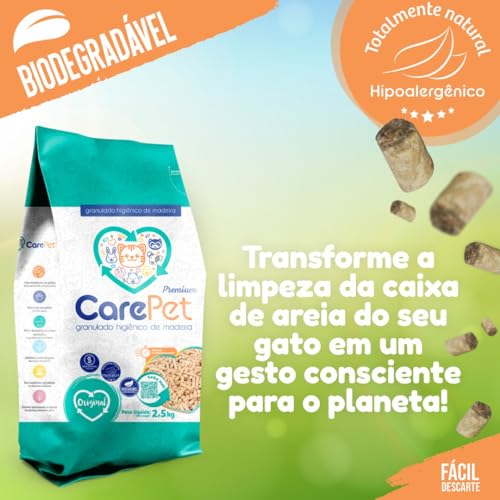CarePet Granulado Higiênico De Madeira Original Pacote 20 Kg